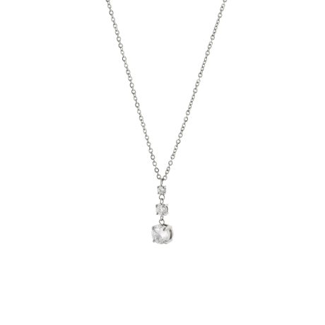 Colier otel inoxidabil cu cristale zirconia incolore Happy hearts, 01J03-00018, Oxette Romania