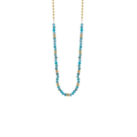 Colier otel inoxidabil placat cu aur de 18K cu pietre zirconia turcoaz Boho, 01J27-00013, Oxette Romania