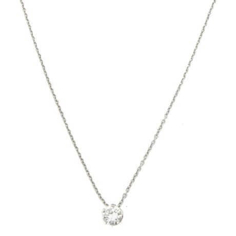 Colier din argint placat cu rodiu si decorat cu piatra cubic zirconia incolora Tiny, 01L01-03358, Oxette Romania