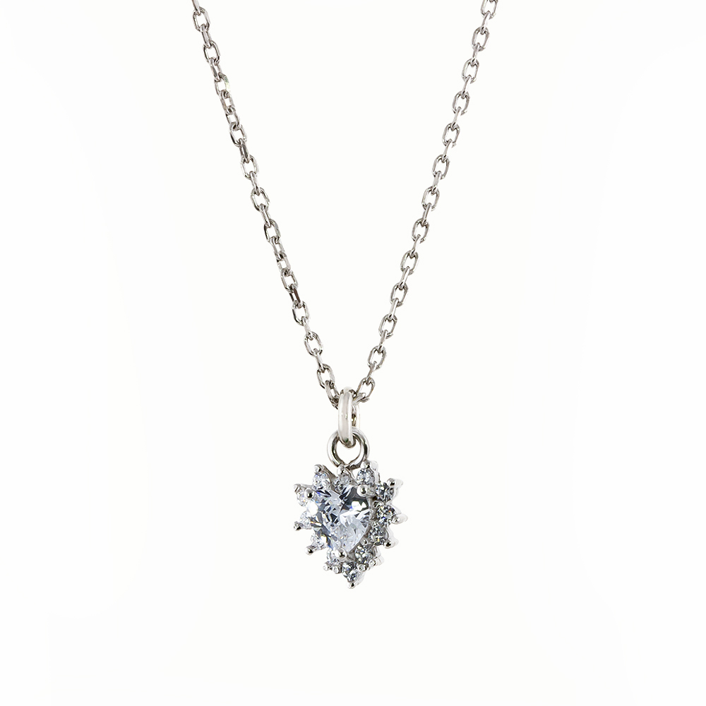 Colier din argint placat cu rodiu decorat cu pandantiv inima si cubic zirconia Belle de Jour, 01L01-03460, Oxette Romania