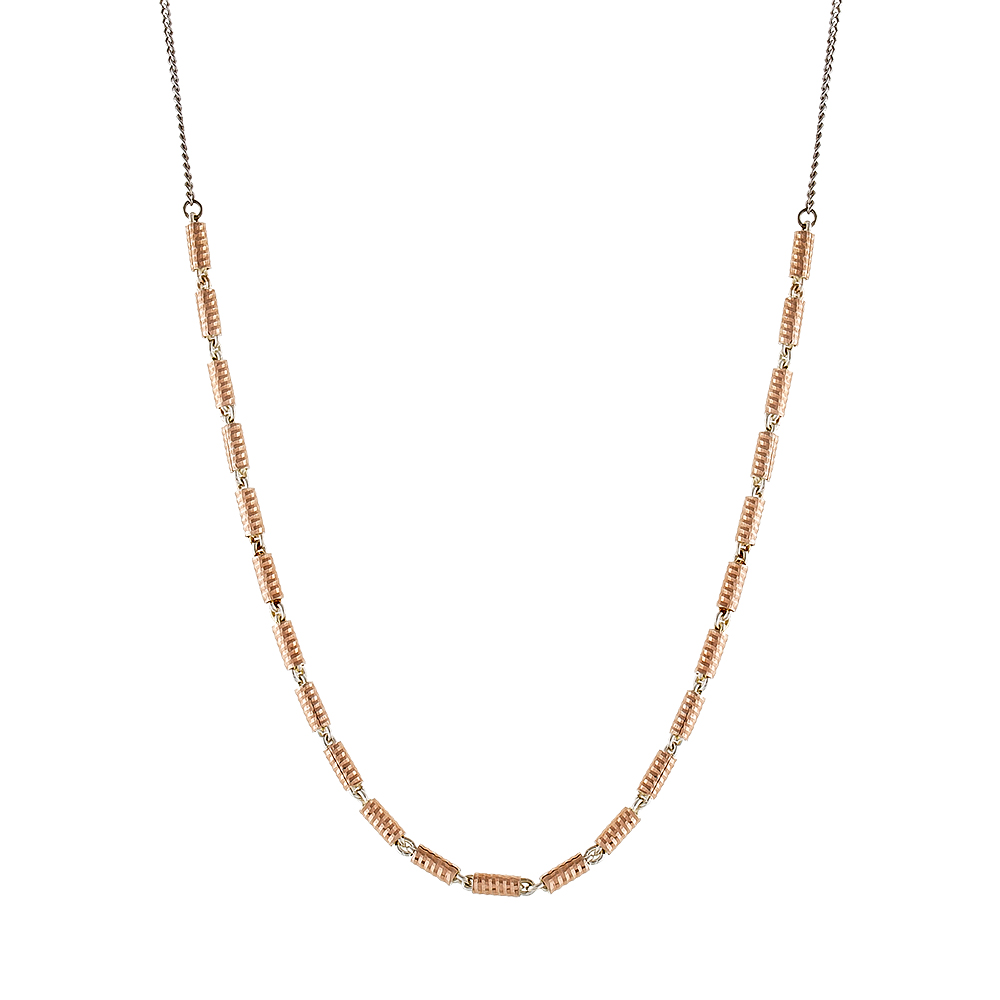 Colier din argint placat cu rodiu si aur roz de 18 K Basic, 01L01-03466, Oxette Romania