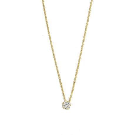 Colier argint placat cu aur de 18K scurt cu piatra zirconia Mini, 01L05-01395, Oxette Romania