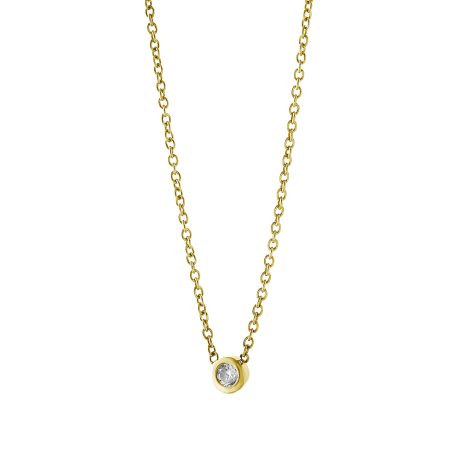 Colier argint placat cu aur de 18K cu pandantiv si piatra zirconia Basic, 01L05-01559, Oxette Romania