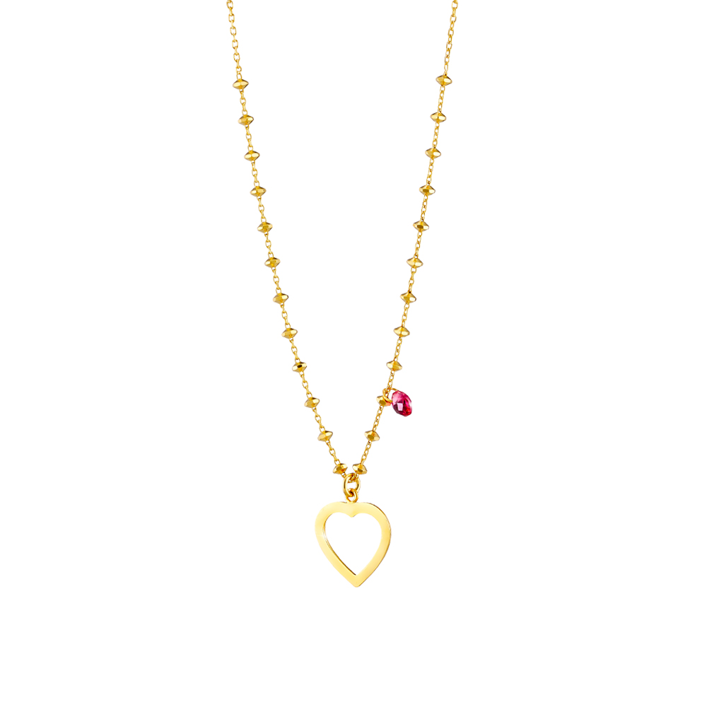 Colier scurt din argint placat cu aur galben de 18 K si decorat cu inima Cosmic, 01L05-01574, Oxette Romania