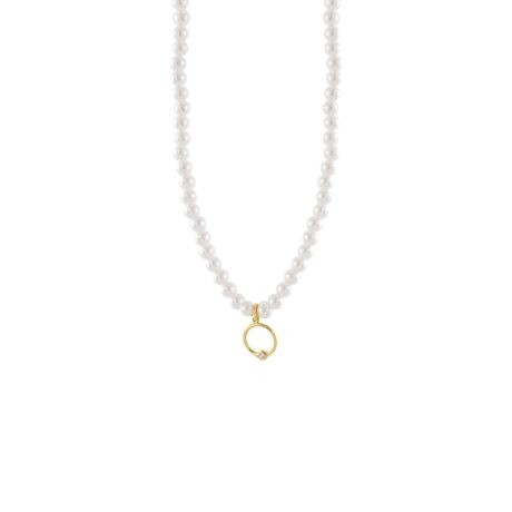 Colier argint placat cu aur de 18K cu pandantiv si perle La Dolce Vita, 01L05-01661, Oxette Romania