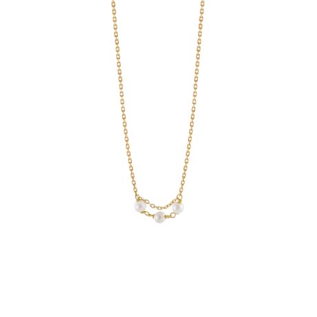 Colier scurt argint placat cu aur de 18K cu perle de cultura La Dolce Vita, 01L05-01665, Oxette Romania