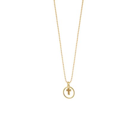 Colier scurt placat cu aur de 18k cu pandantiv cruce Lovely, 01L05-01723, Oxette Romania