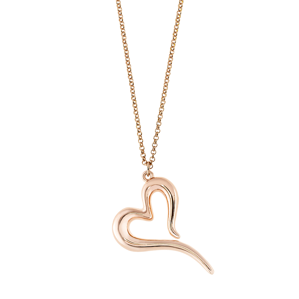 Colier lung placat cu aur roz de 18 K decorat cu inima Starstruck, 01L15-01350, Oxette Romania