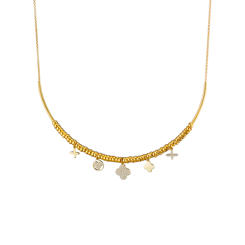 Colier scurt placat cu aur galben de 18 K decorat cu elemente diverse Princess, 01L15-01508, Oxette Romania