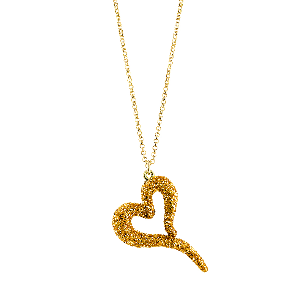 Colier lung placat cu aur galben de 18 K cu inima si glitter Starstruck, 01L15-01608, Oxette Romania