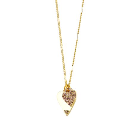 Colier cu pandantiv placat cu aur galben de 18 K cu inima si cristale zirconia multicolore Amulet, 01L15-01722, Oxette Romania