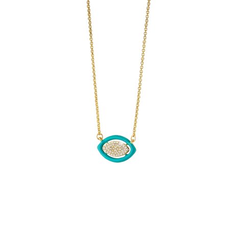 Colier cu pandantiv placat cu aur galben de 18 K si email roz Beauty, 01L15-01807, Oxette Romania