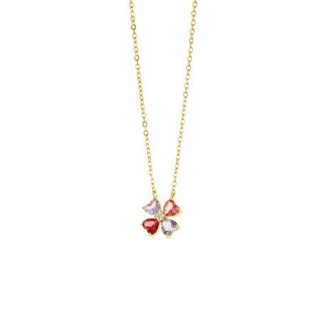 Colier la baza gatului placat cu aur galben de 18 K cu pandantiv trifoi Happy Hearts, 01L15-01878, Oxette Romania