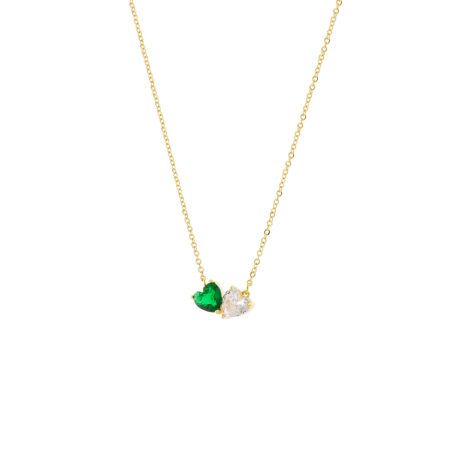 Colier placat cu aur de 18K cu 2 pandantive inima Happy Hearts, 01L15-01952, Oxette Romania