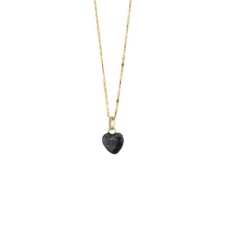 Colier cu pandantiv placat cu aur de 18K si inima neagra Starstruck, 01L15-01957, Oxette Romania