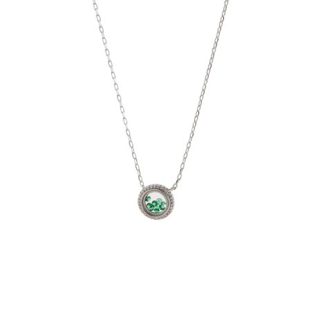 Colier cu pandantiv placat cu rodiu si pietre zirconia verzi Deco, 01L15-01972-1, Oxette Romania