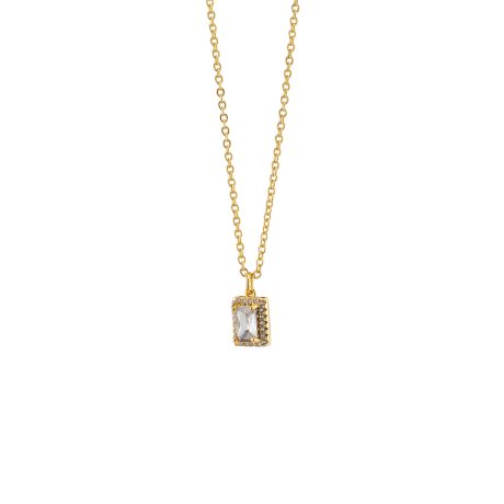 Colier placat cu aur de 18K cu pandantiv si piatra zirconia Emily, 01L15-01978-1, Oxette Romania
