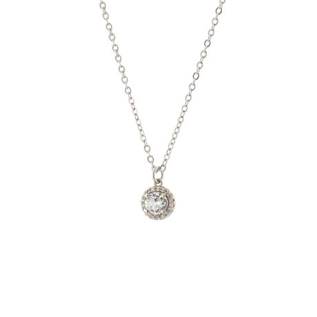 Colier cu pandantiv placat cu rodiu si piatra zirconia Emily, 01L15-01999-1, Oxette Romania