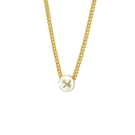 Colier placat cu aur de 18K cu pandantiv si sidef Desmos, 01L15-02045, Oxette Romania