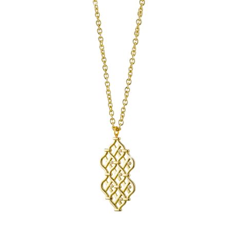 Colier lung placat cu aur de 18K cu pandantiv elegant si cubic zirconia Desmos, 01L15-02047, Oxette Romania