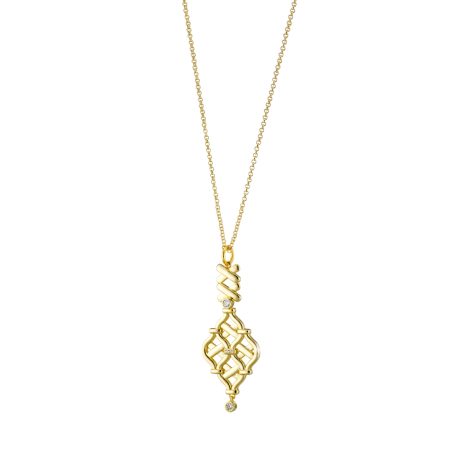 Colier placat cu aur de 18K cu pandantiv elegant si cubic zirconia Desmos, 01L15-02048, Oxette Romania