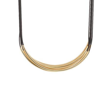 Colier placat cu aur de 18K cu randuri de snur negru Symbols, 01L15-02090, Oxette Romania