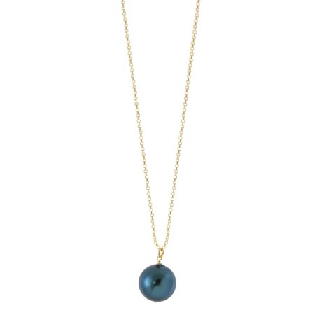 Colier placat cu aur de 18K cu perla albastra Colorful, 01L15-02124, Oxette Romania