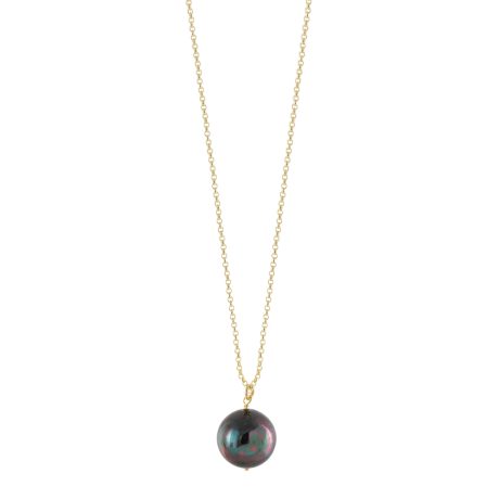 Colier placat cu aur de 18K cu perla gri Colorful, 01L15-02125, Oxette Romania