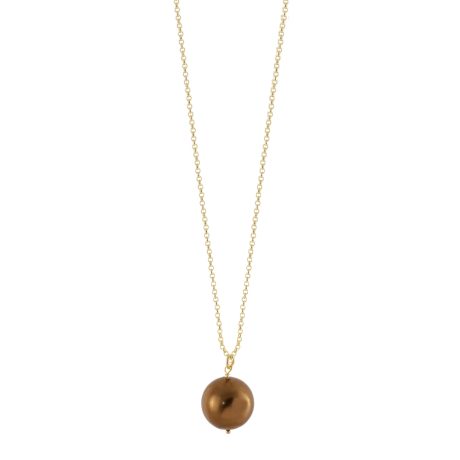 Colier placat cu aur de 18K cu perla maro Colorful, 01L15-02126, Oxette Romania