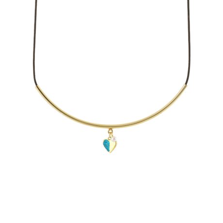 Colier placat cu aur de 18K cu snur negru si pandantiv Symbols, 01L15-02134, Oxette Romania