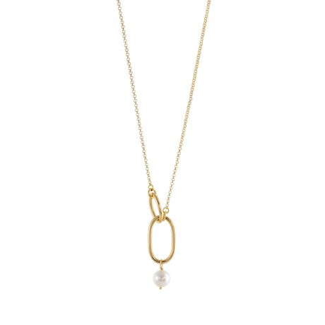 Colier placat cu aur de 18K cu zale si perla Femininity, 01L15-02140, Oxette Romania