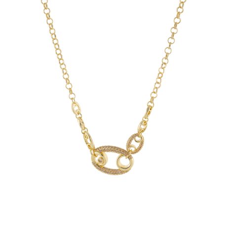 Colier placat cu aur 18K cu pandantiv si pietre zirconia Links, 01L15-02195, Oxette Romania