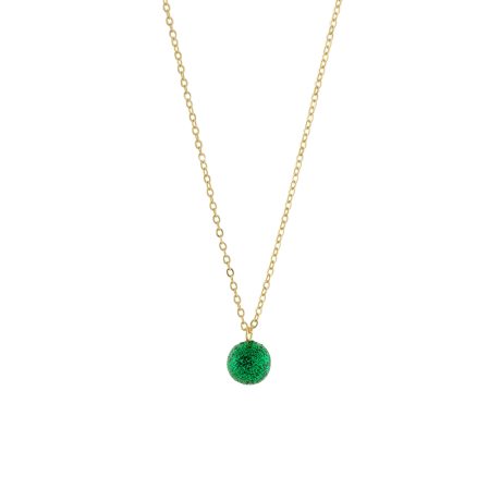 Colier placat cu aur de 18K cu pandantiv sfera si glitter verde Fireball, 01L15-02204, Oxette Romania