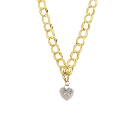 Colier cu zale placat cu aur galben 18K si pandantiv inima decorat cu glitter Sweety, 01L15-02238, Oxette Romania