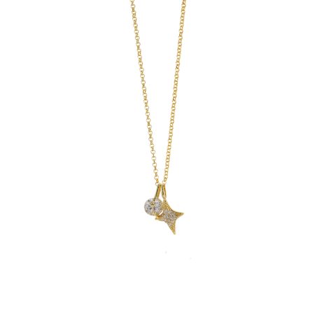 Colier placat cu aur de 18k cu pandantive si zirconia Karma, 01L15-02262, Oxette Romania