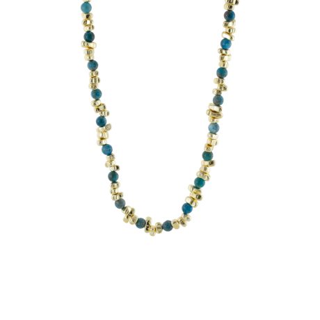 Colier la baza gatului placat cu aur 18 k cu agate verzi-turcoaz Colorful, 01L27-00862, Oxette Romania