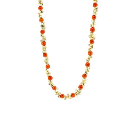 Colier la baza gatului placat cu aur 18 k cu agate corai Colorful, 01L27-00864, Oxette Romania