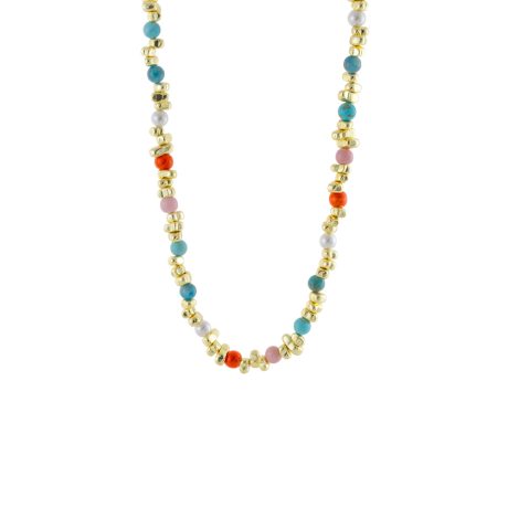 Colier la baza gatului placat cu aur 18 k cu agate multicolore Colorful, 01L27-00865, Oxette Romania