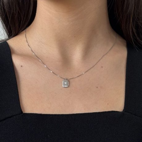 Colier argint scurt cu pandantiv dreptunghiular Essentials, 01V01-J2152, Oxette Romania