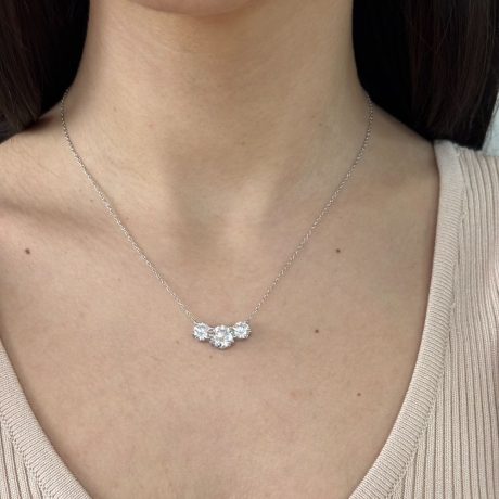 Colier argint scurt decorat cu pandantiv cu 3 cristale zirconia incolore Essentials, 01V01-Y2057, Oxette Romania