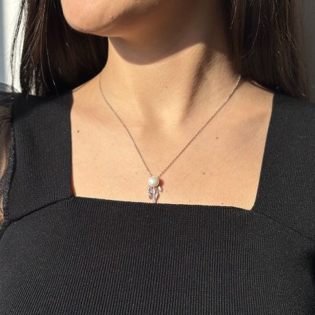 Colier argint scurt decorat cu pandantiv cu perla cultura Essentials, 01V01-Y2072, Oxette Romania