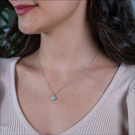 Colier argint cu pandantiv floare si pietre cubic zirconia Shine, 01V01-Y2097, Oxette Romania
