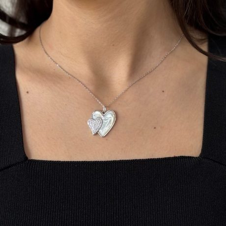 Colier argint scurt decorat cu pandantiv 2 inimi Essentials, 01V01-Y2109 (2), Oxette Romania