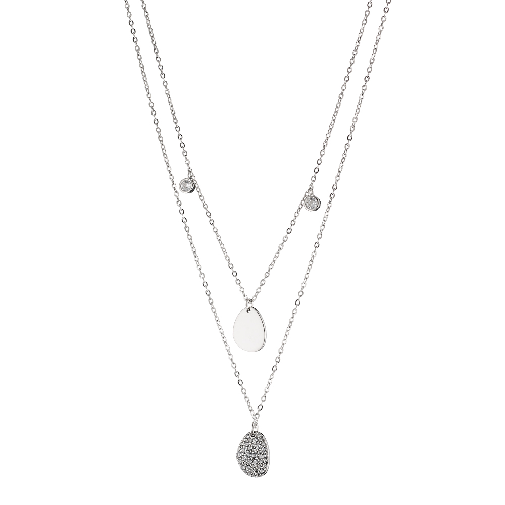 Colier dublu din argint placat cu rodiu decorat cu pandantive lacrima Red Carpet, 01X01-05218, Oxette Romania