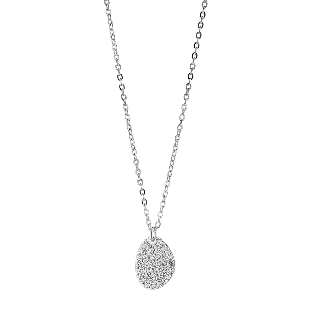 Colier din argint placat cu rodiu decorat cu pandantiv lacrima si cubic zirconia Red Carpet, 01X01-05219, Oxette Romania