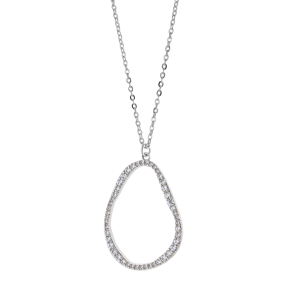 Colier scurt din argint placat cu rodiu decorat cu pandantiv lacrima si cubic zirconia Red Carpet, 01X01-05220, Oxette Romania