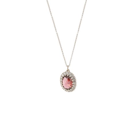 Colier argint cu pandantiv si cristal zirconia roz Gifting, 01X01-05324, Oxette Romania