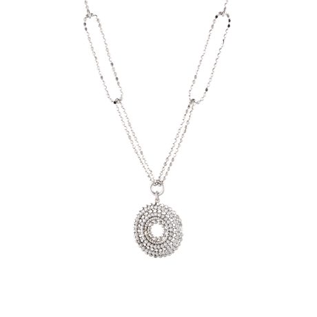 Colier argint placat cu rodiu cu zale si pandantiv rotund Bohemian, 01X01-05376, Oxette Romania