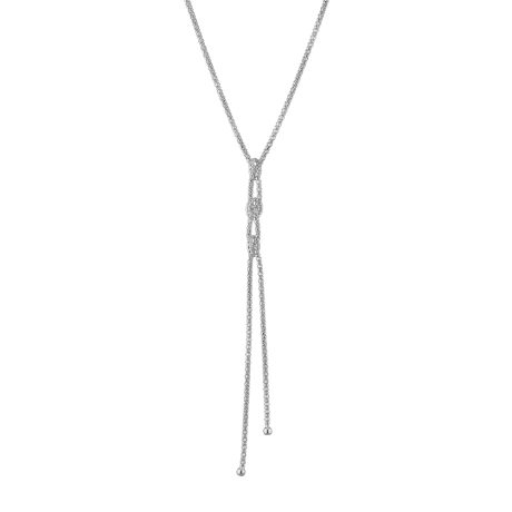 Colier tip Y din argint placat cu rodiu decorat cu 3 noduri Success, 01X01-05459, Oxette Romania