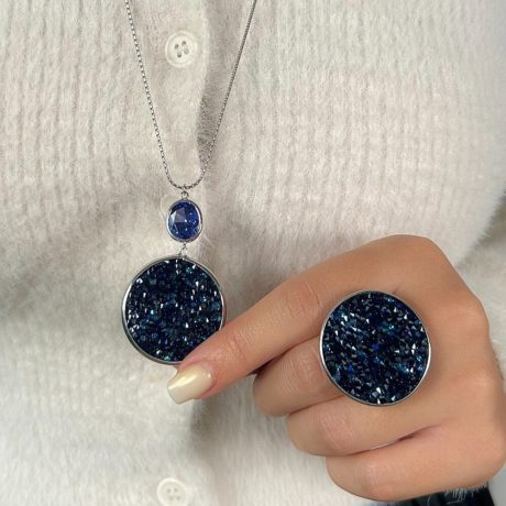 Colier argint cu pandantiv si cristale caviar Noblesse, 01X01-05499, Oxette Romania